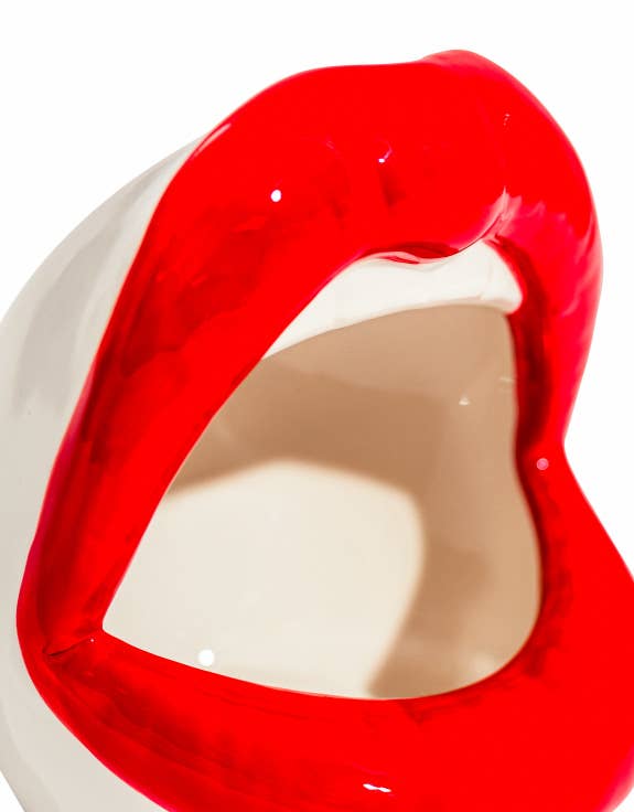 Ceramic Open-Mouthed Red Lips Storage Jar