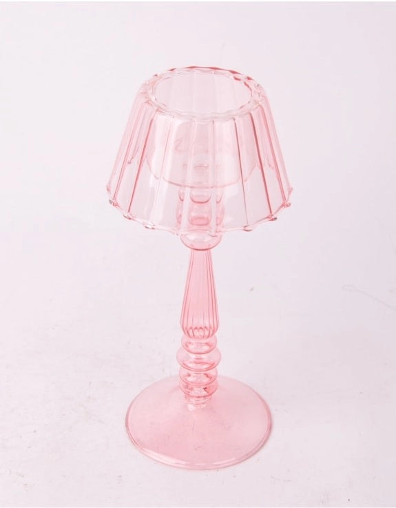 Light Pink Lamp-Style Glass Tealight Holder