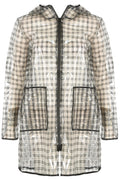 Sheer Black Check Printed Hooded Raincoat