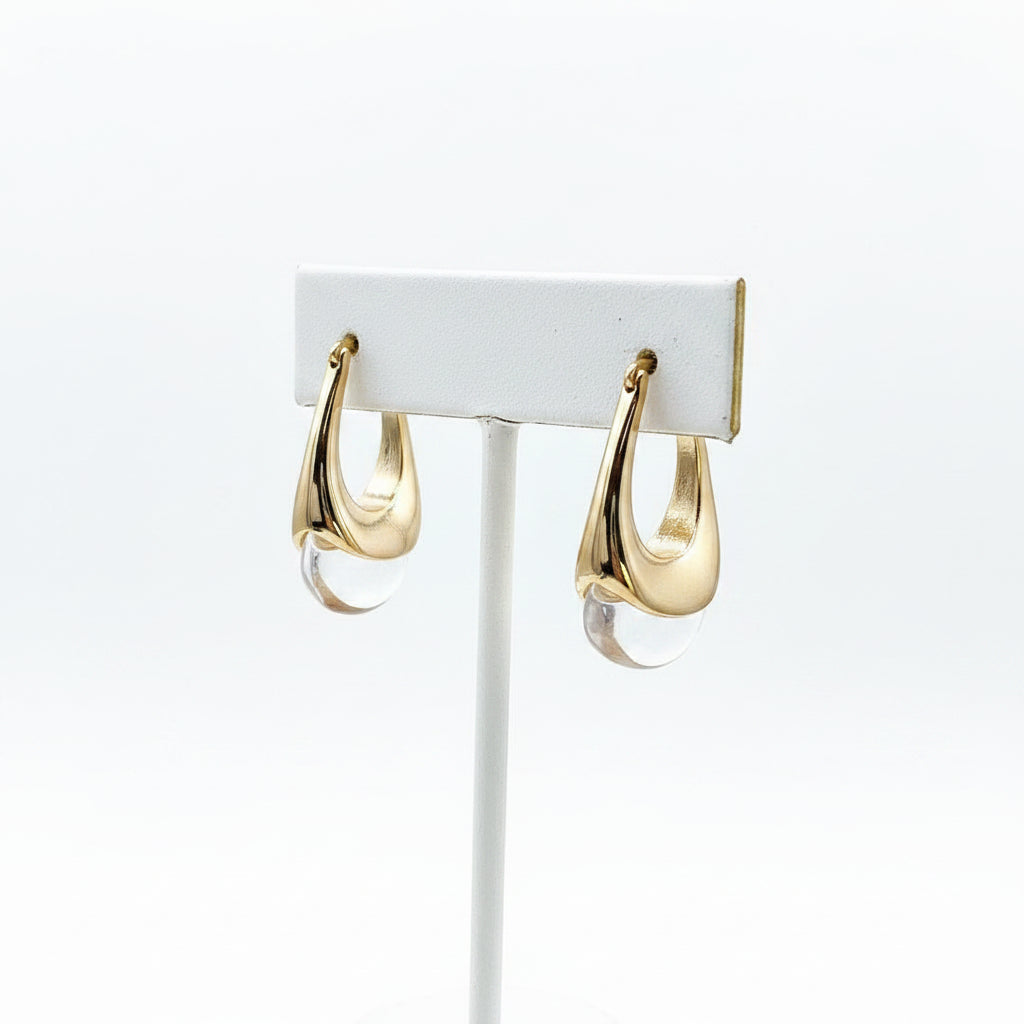 Retro Golden Resin Hoop Earrings