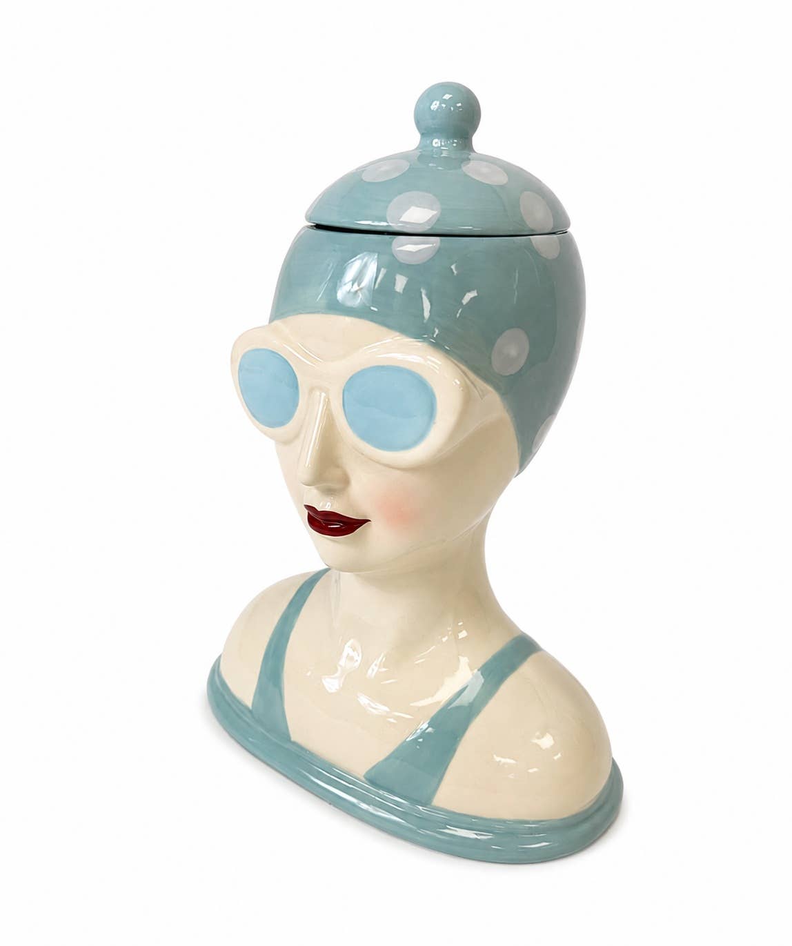 Ceramic Blue Beach Swimmer Jar
