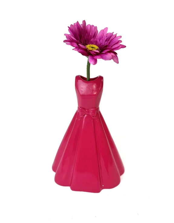 Red Retro Dress Ceramic Stem Vase