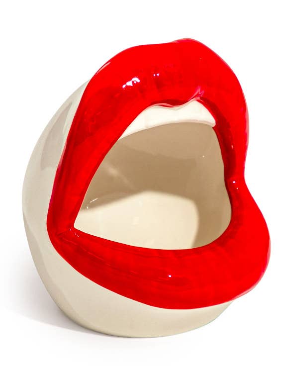 Ceramic Open-Mouthed Red Lips Storage Jar