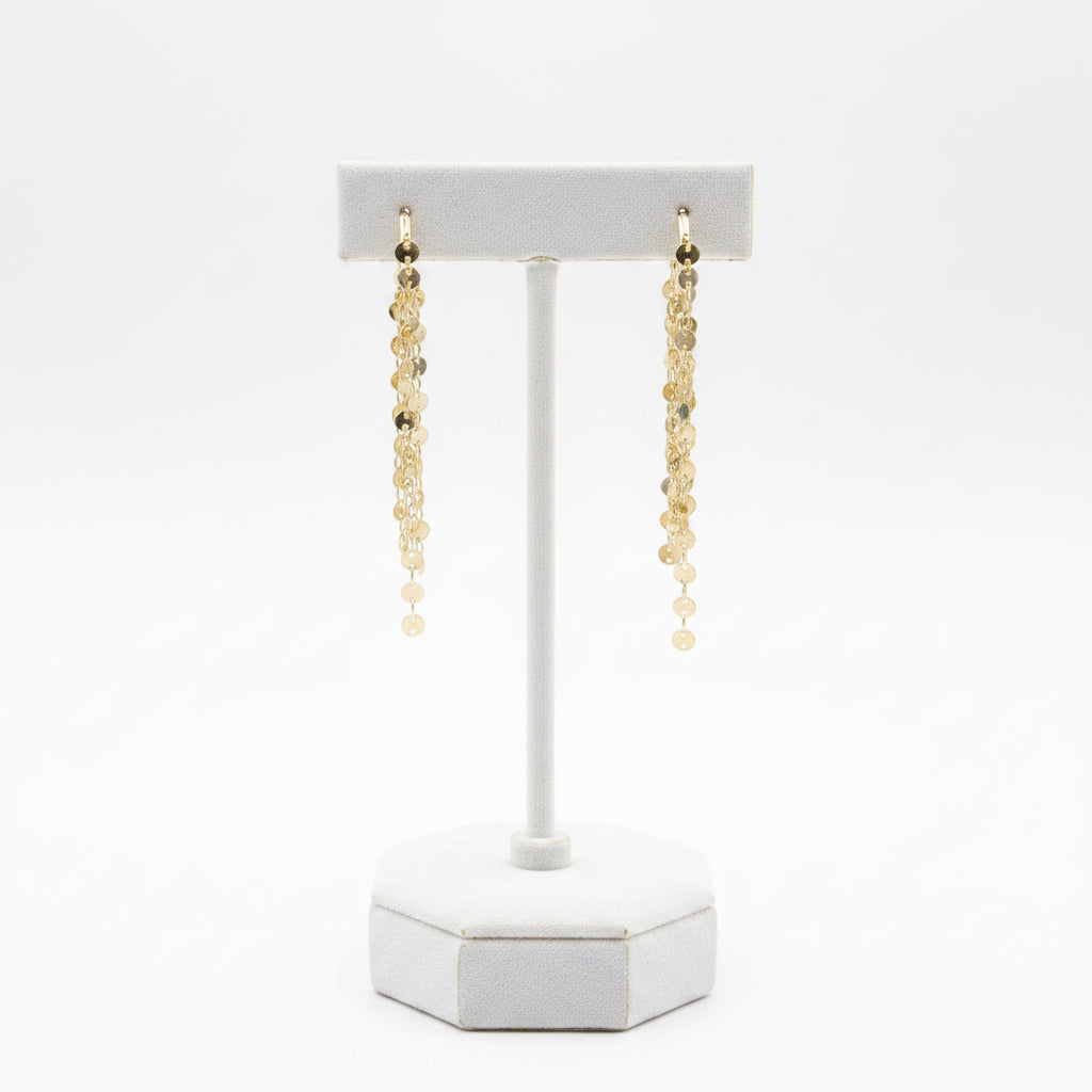 Mini Disc Shiny Waterfall Earrings
