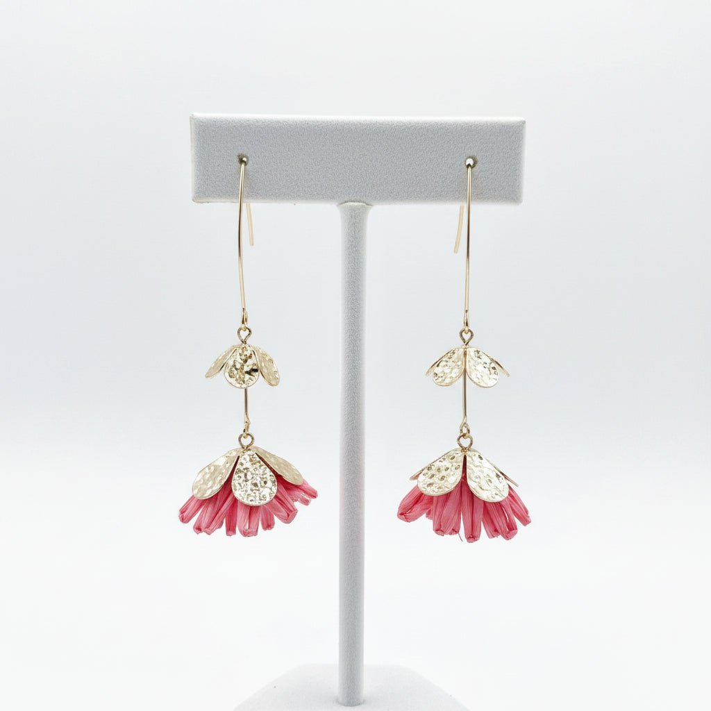 Gold Flower Drop Earrings