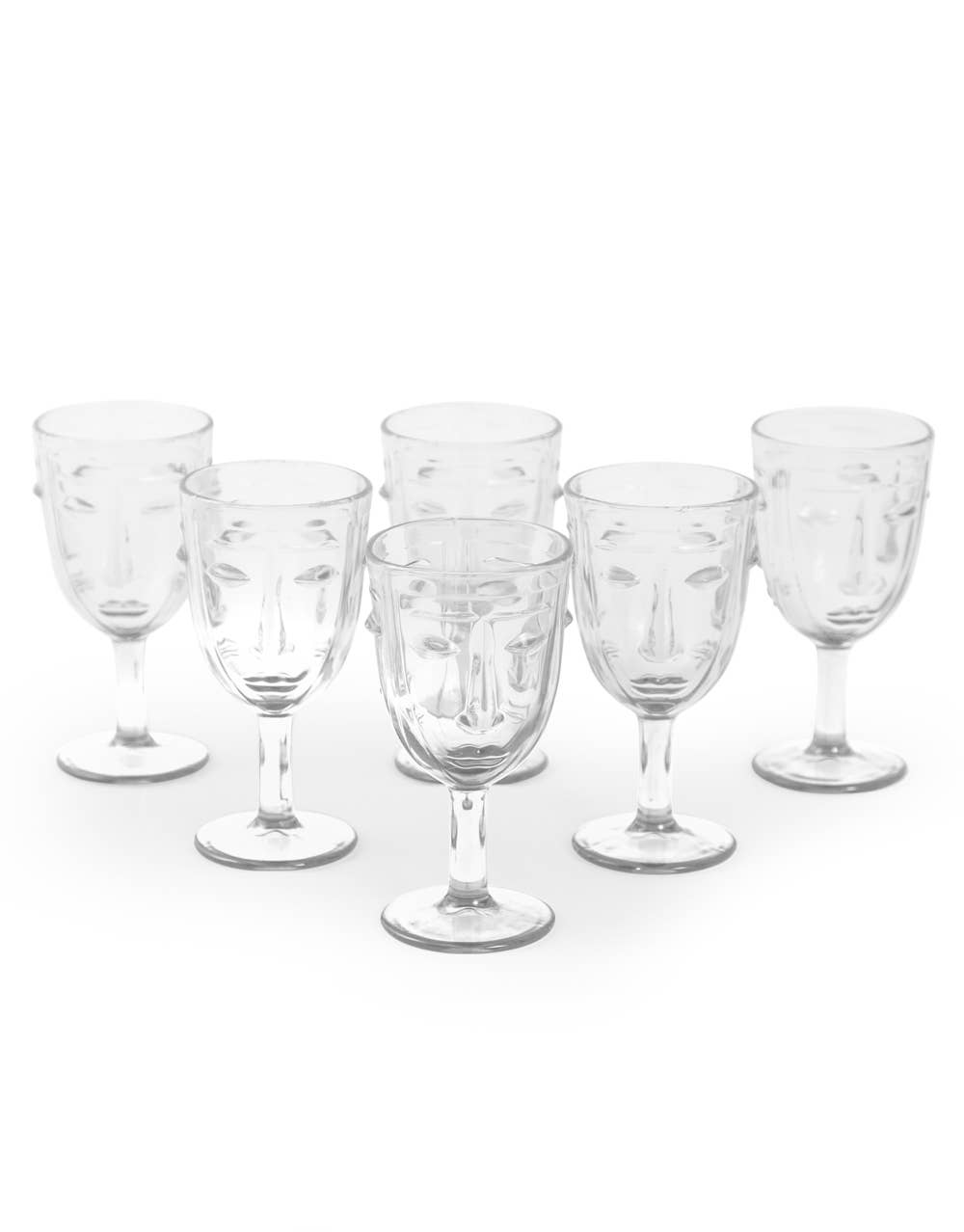 Clear Deco Face Wine Glasses