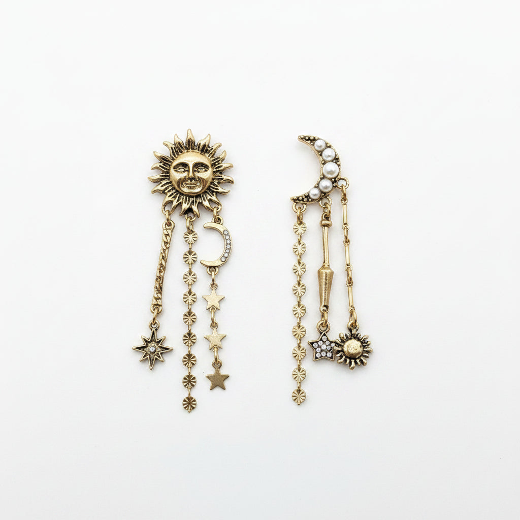 Sun And Moon Dangle Earrings