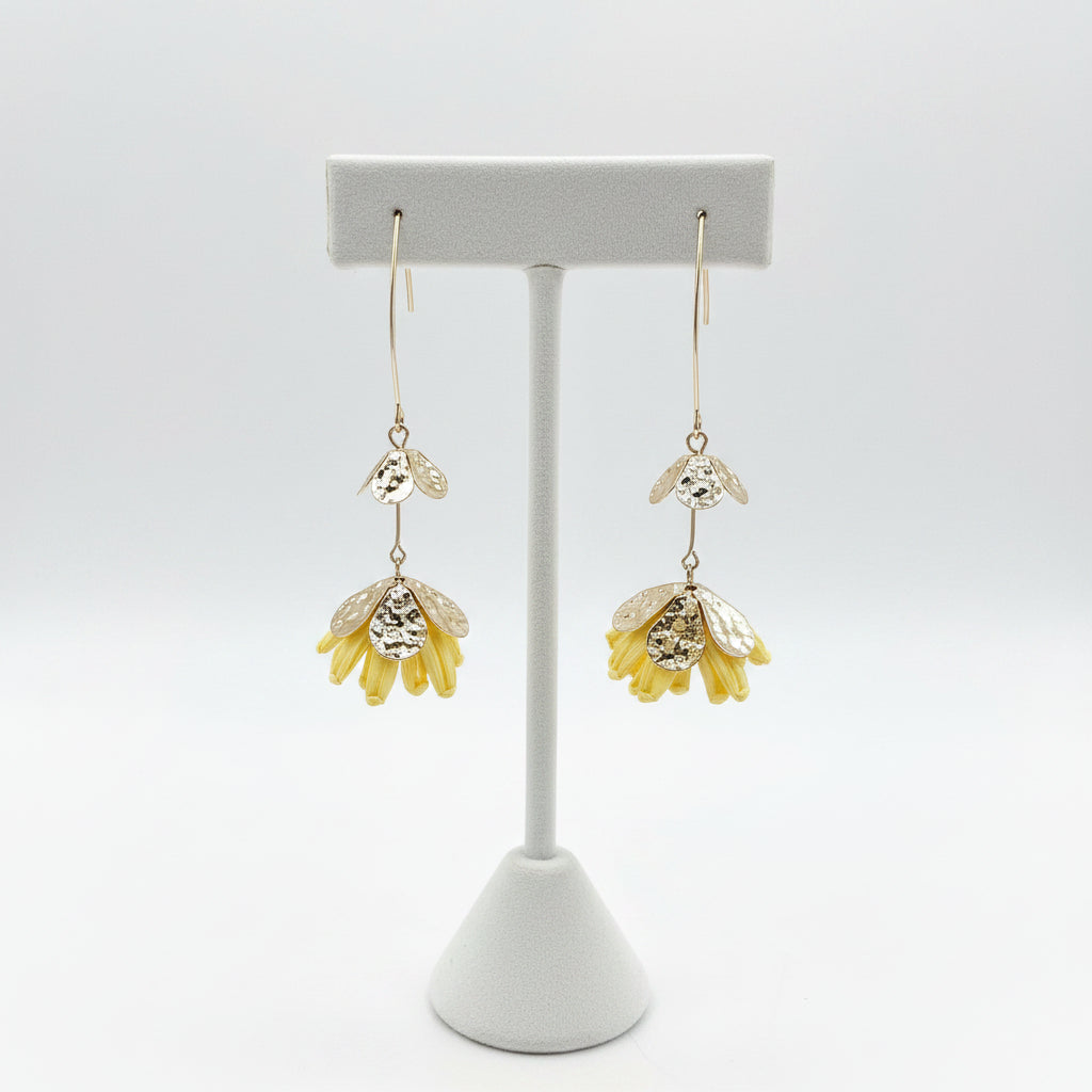 Gold Flower Drop Earrings