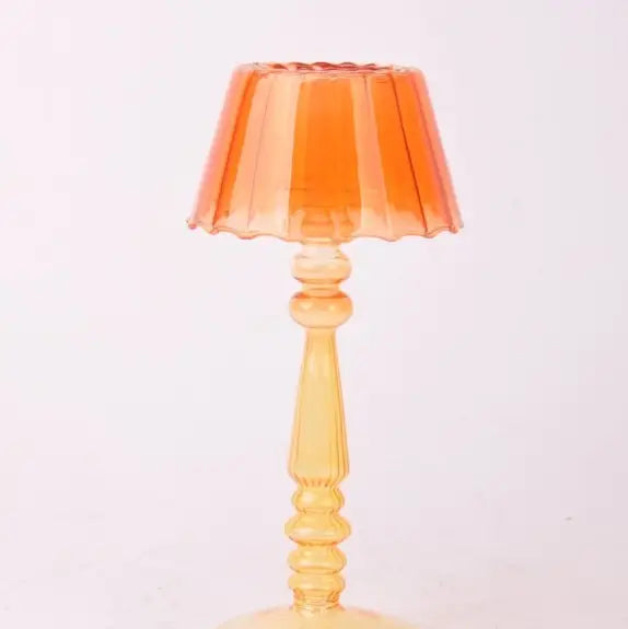 Orange Lamp-Style Glass Tealight Holder