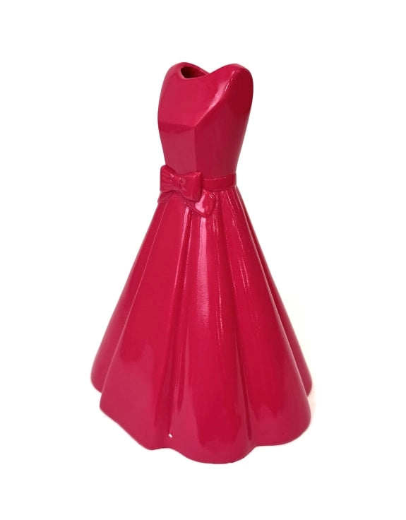 Red Retro Dress Ceramic Stem Vase