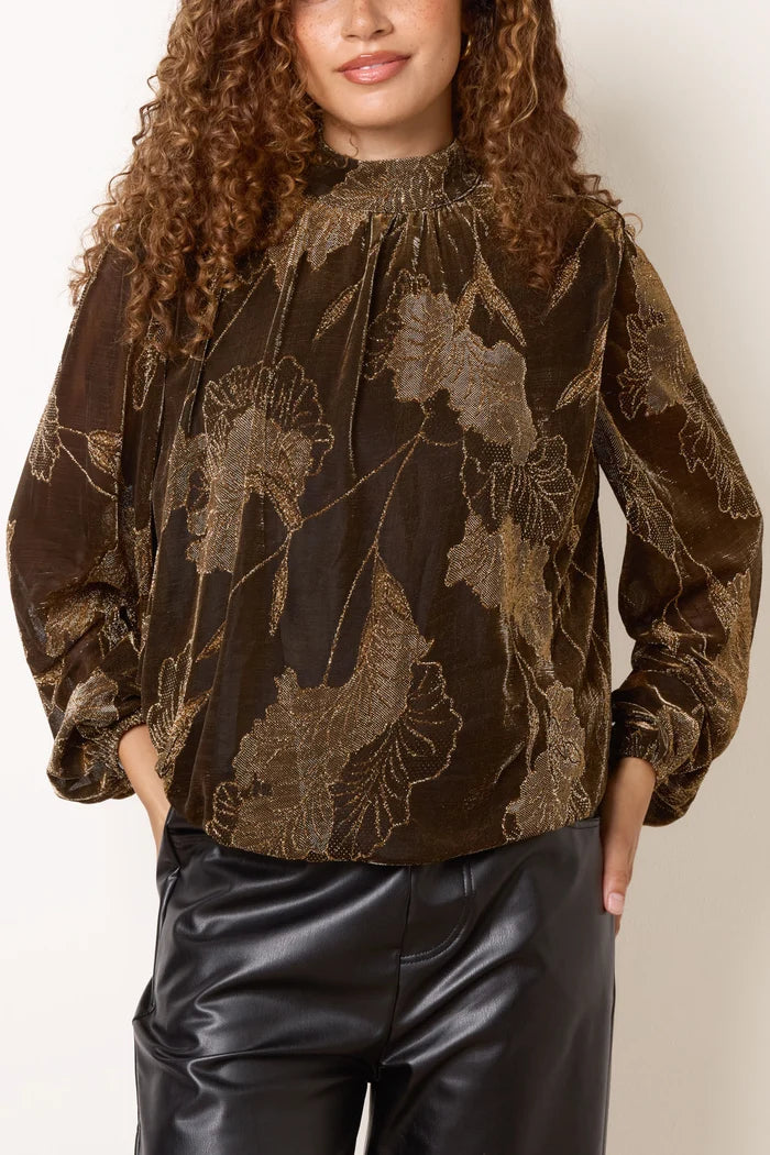 Vintage Style Bronze Puff Ball Blouse