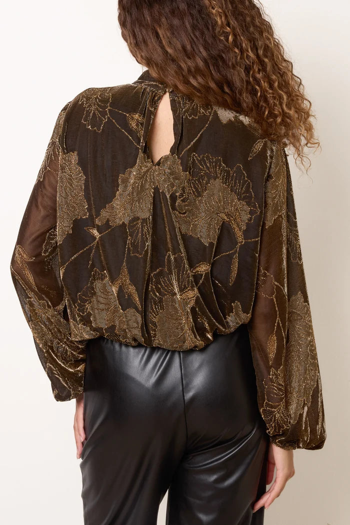 Vintage Style Bronze Puff Ball Blouse