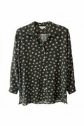 Vintage 70s Black Flower Print Blouse