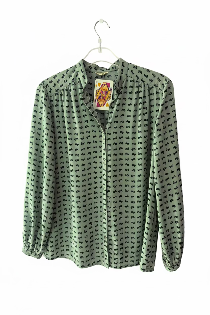 Vintage 70s Grey Scotty Dog Blouse