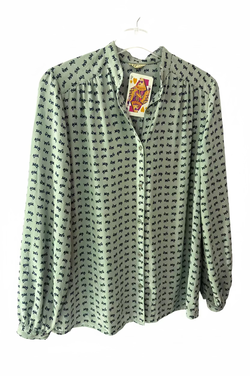 Vintage 70s Grey Scotty Dog Blouse