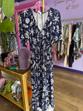 Navy Stretch Summer Print Maxi Dress