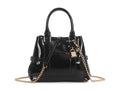 Black Patent Padlock Chain Bag