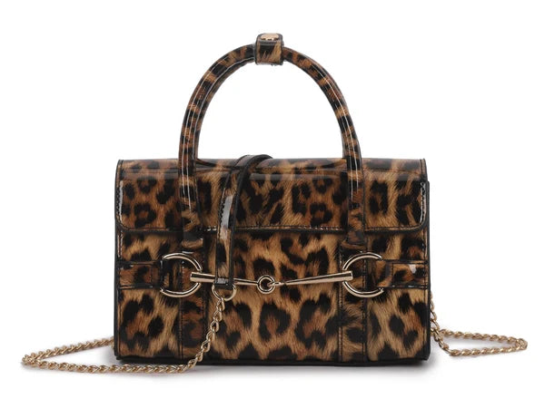 Leopard Print 60s Style Horsebit Bag