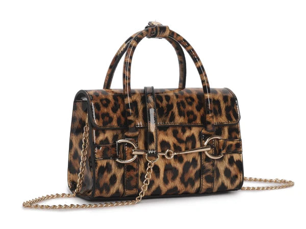 Leopard Print 60s Style Horsebit Bag