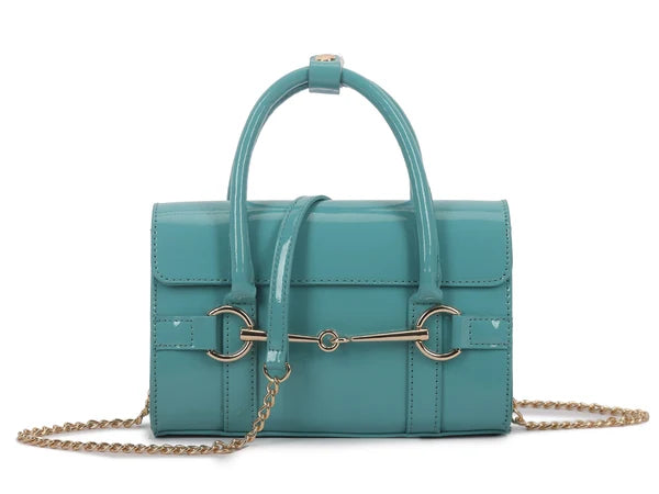 Tiffany Blue 60s Style Horsebit Bag
