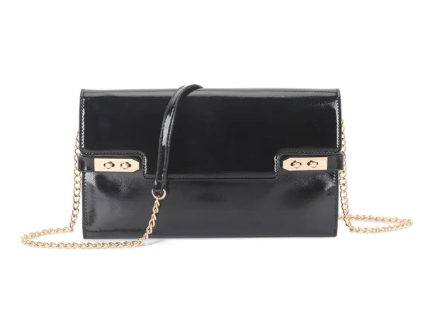 Black Envelope Style Clutch Chain Bag