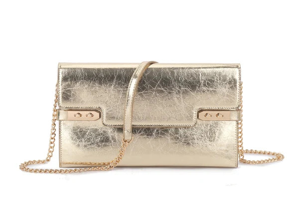 Gold Envelope Style Clutch Chain Bag