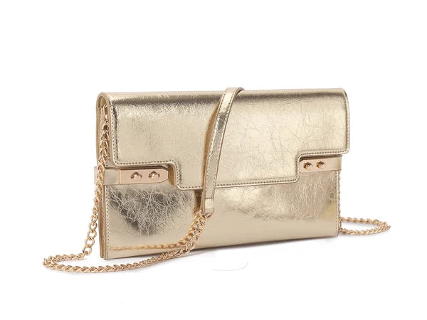 Gold Envelope Style Clutch Chain Bag