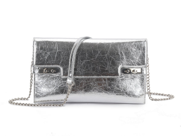 Silver Envelope Style Clutch Chain Bag