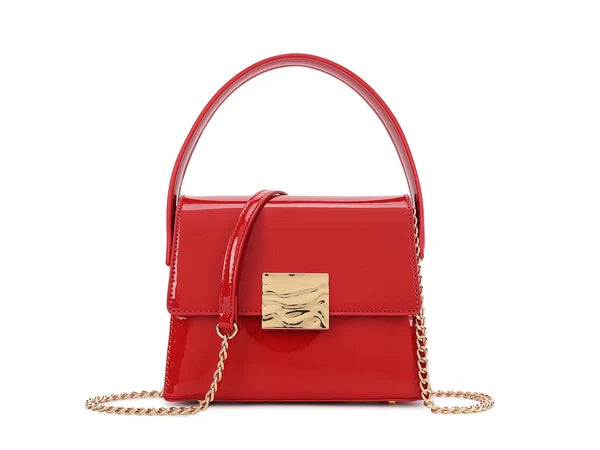 Red Patent 60s Style Box Bag