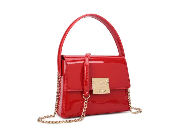 Red Patent 60s Style Box Bag