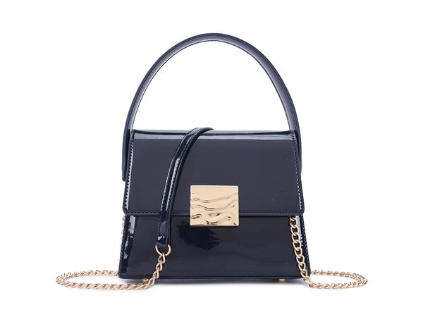 Navy Patent 60s Style Box Bag