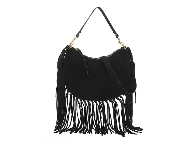 Black Long Fringe Shoulder Bag