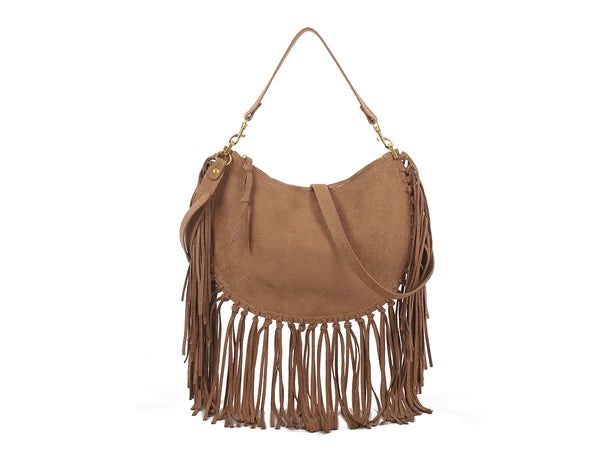 Brown Long Fringe Shoulder Bag