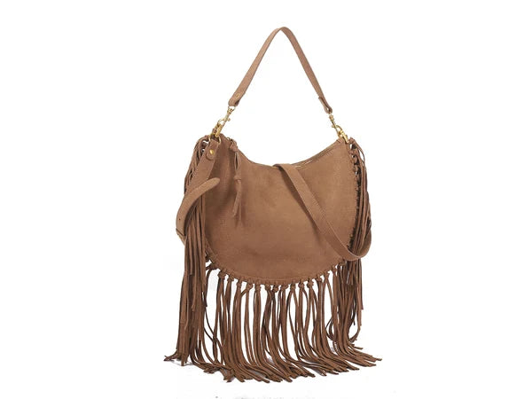 Brown Long Fringe Shoulder Bag