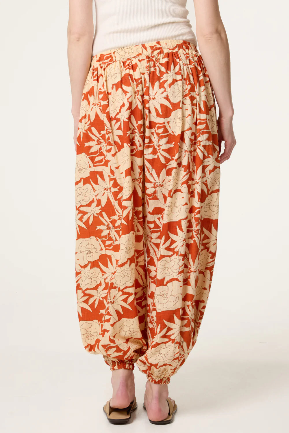 Orange Floral Balloon Trousers