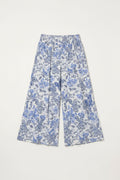 Blue Jungle Print Wide Leg Trousers