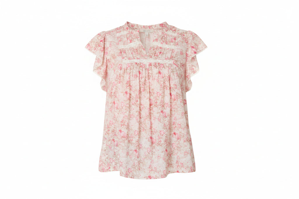 Pink Boho Floral Smock Top