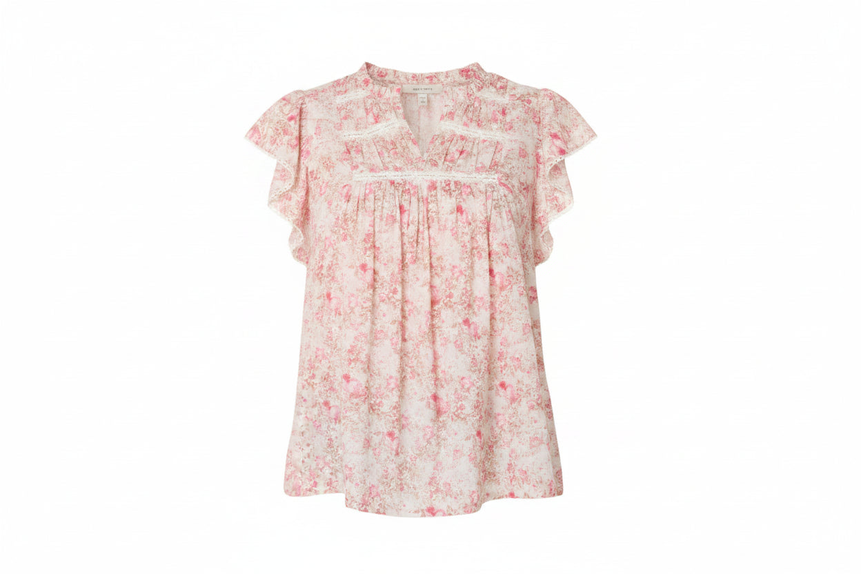 Pink Boho Floral Smock Top