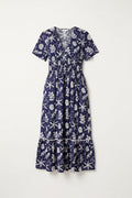 Navy Stretch Summer Print Maxi Dress