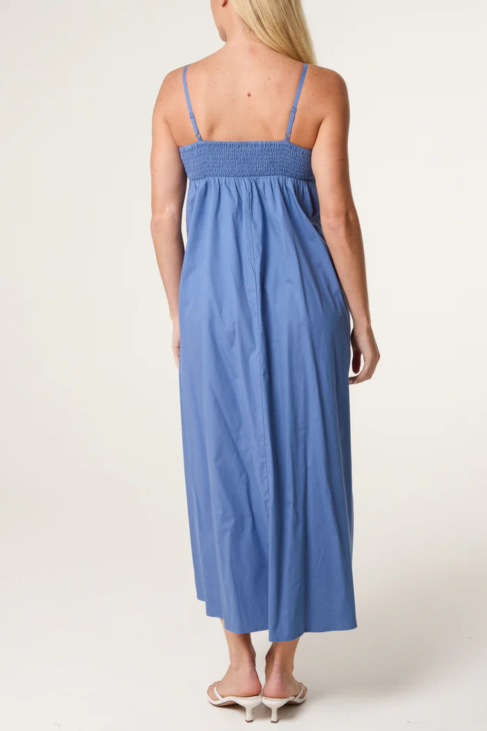 Palm Tree Embroidery Cotton Sundress