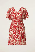 Rust Leaf Print Mini Dress