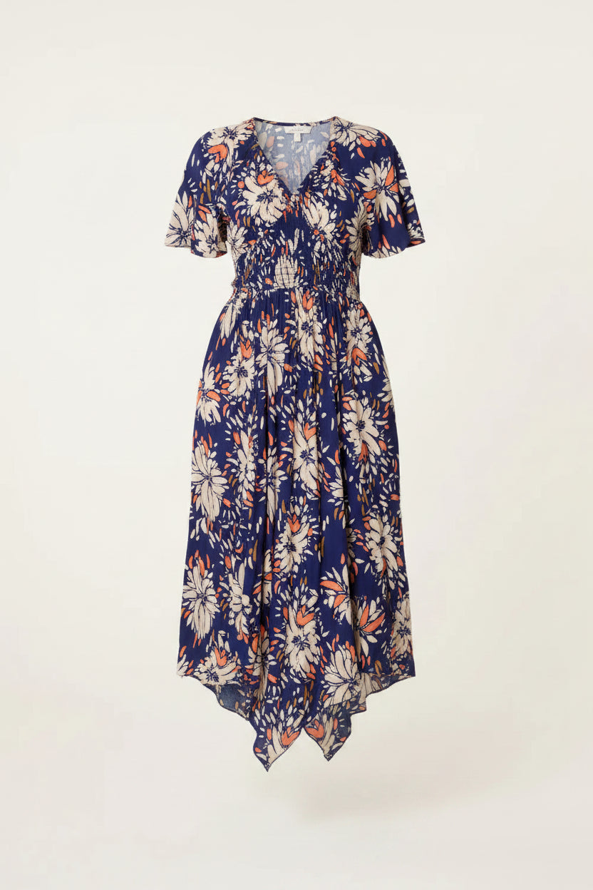 Coral Flower Hanky Hem Dress