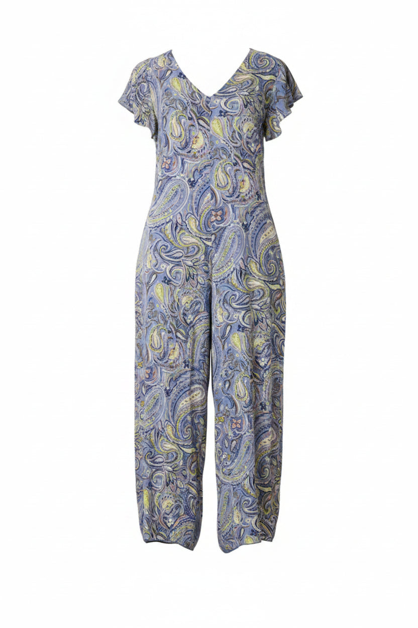 70s Style Paisley Pattern Jumpsuit