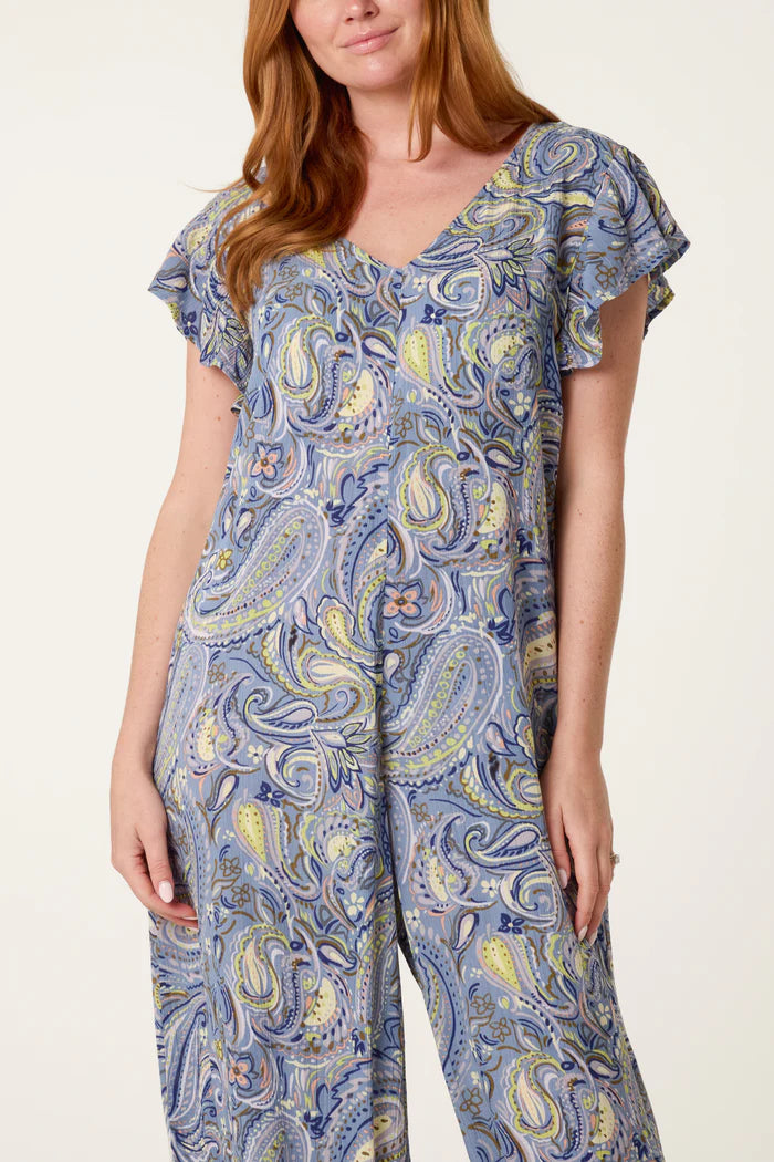 70s Style Paisley Pattern Jumpsuit