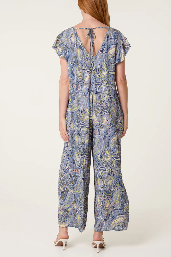 70s Style Paisley Pattern Jumpsuit