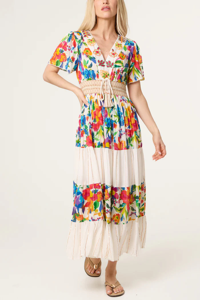 70s Style Bright Floral Dress