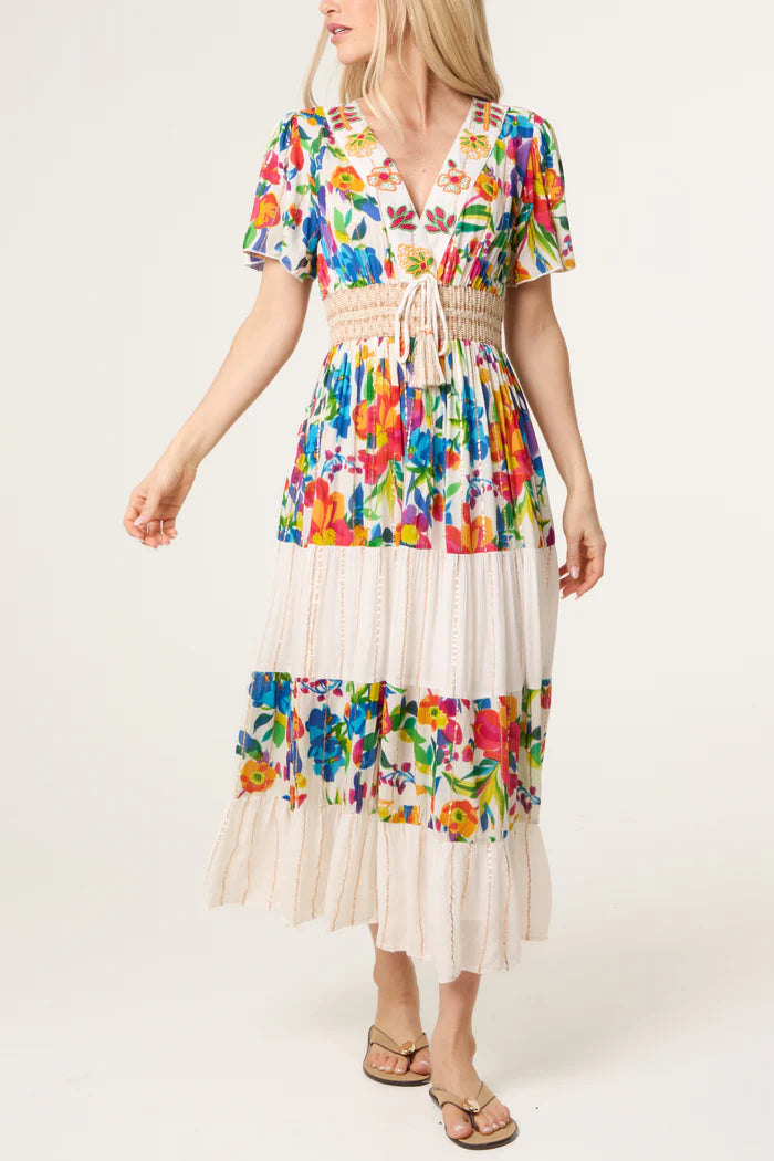 70s Style Bright Floral Dress