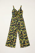 Black Lemon Print 50s Style Jumpsuit