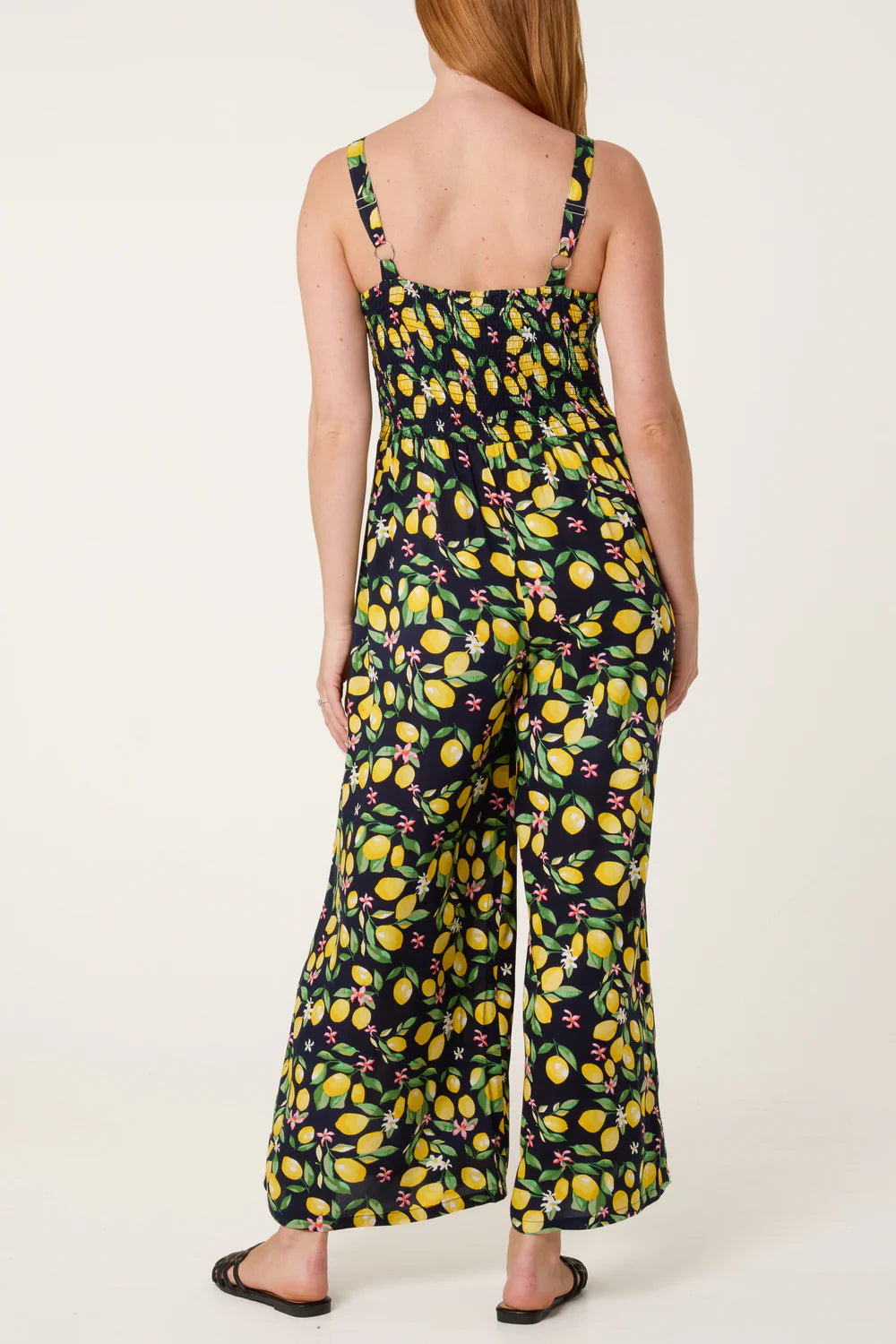 Black Lemon Print 50s Style Jumpsuit