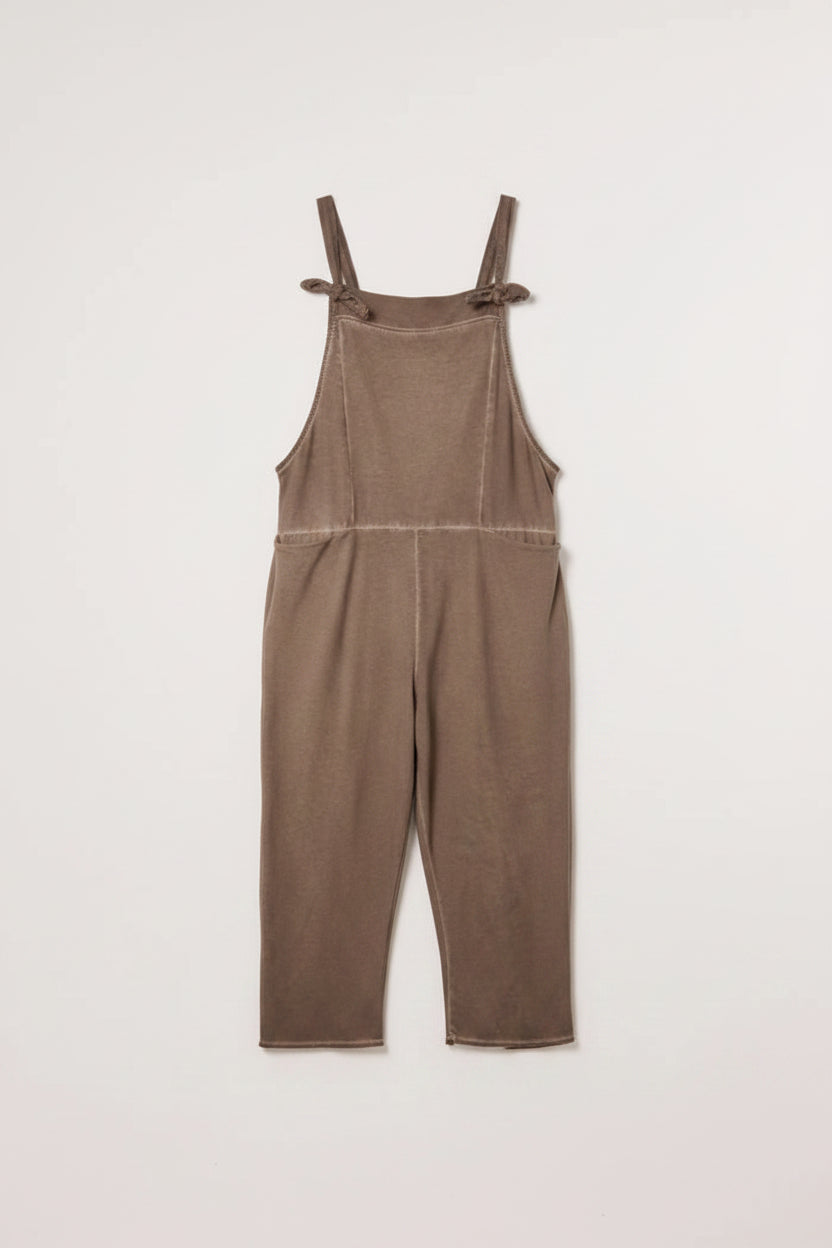 Mocha Stone Wash Cotton Dungarees